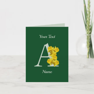 Narciss Monogram Initial A Blommig Personlig Kort