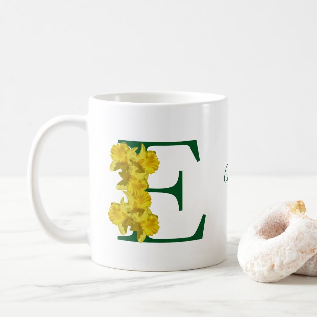 Narciss Monogram Initial E Personlig Kaffemugg (Med munk)
