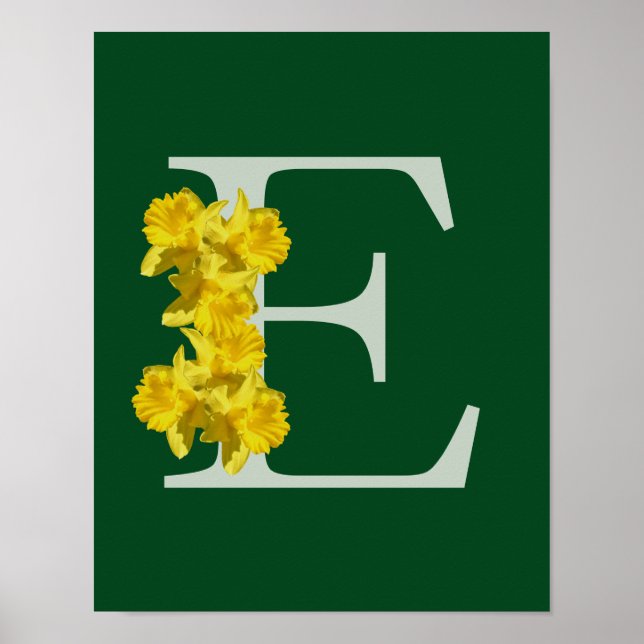 Narciss Monogram Initial E Personlig Poster (Framsidan)