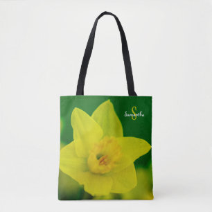 Narciss på grön Totebag Tygkasse