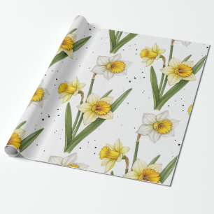 Narciss vårblomma i mjukt gult och grönt 2 presentpapper