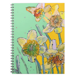 Narciss Vattenfärg Journal Blommig Anteckningsbok