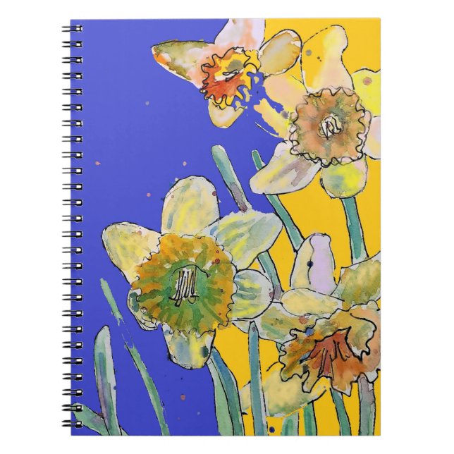 Narciss vattenfärgsjournal blommande anteckningsbo anteckningsbok (Framsidan)