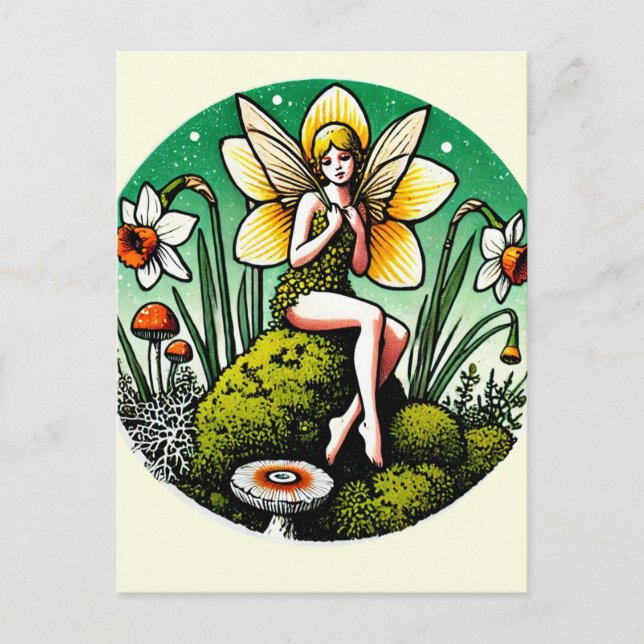 Narcissälva Vårälvor Blomsterträdgård        Vykort (Framsida)