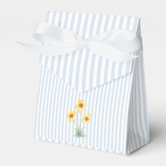 Narcissblomma Blå Rand Piffig Presentaskar (Framsidan Sidan)