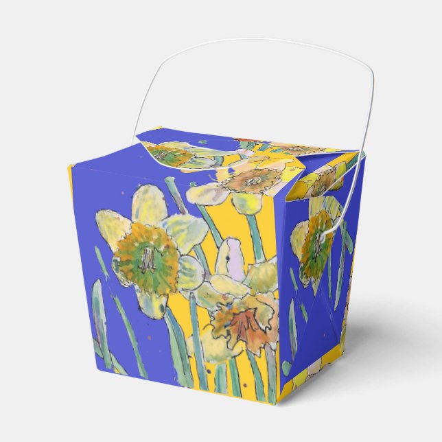 Narcissblomma blomsterkonst födelsedag marinblå presentaskar (Framsidan Sidan)