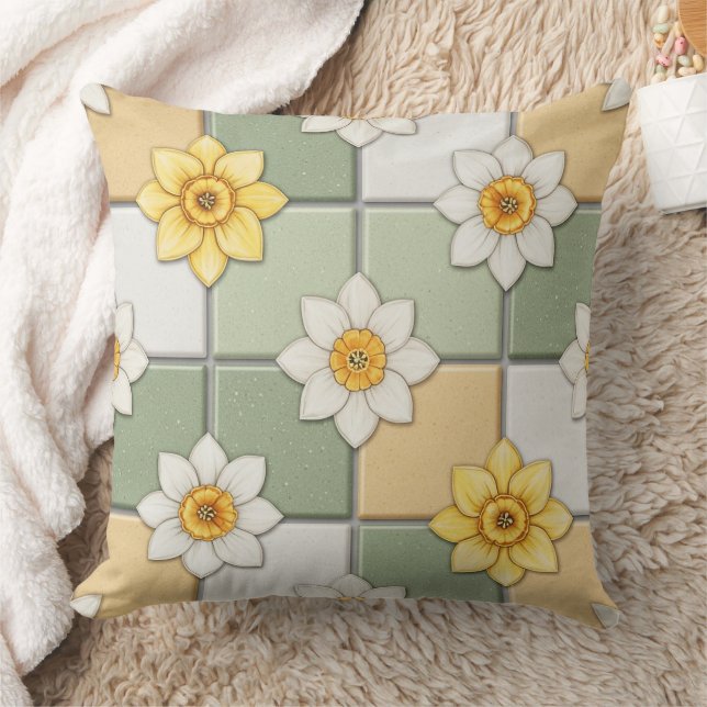 Narcissblomma Kakelplattmönster Kudde (Filt)