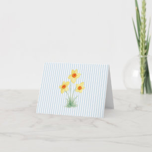 Narcissblomma Målning Blå Rand Tack Kort
