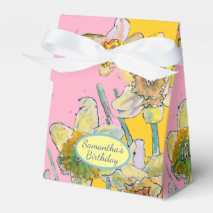 Narcissblomma Målning Blommig Födelsedagstårta Box Presentaskar