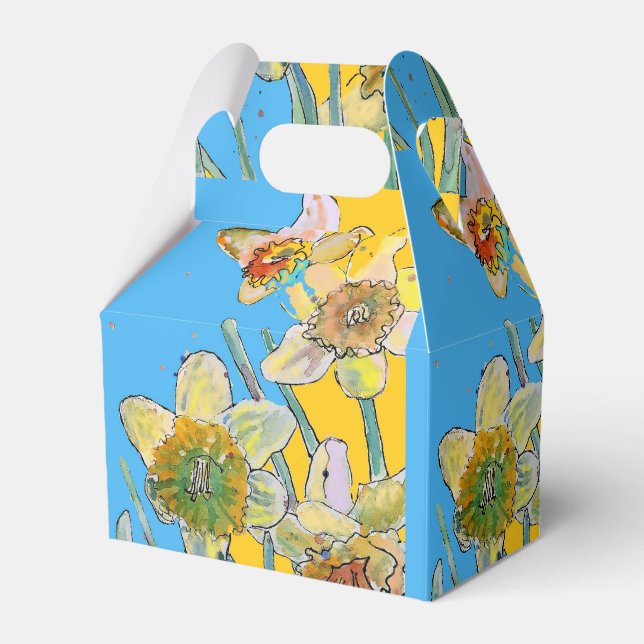 Narcissblomma Målning Blommig Födelsedagstårta Box Presentaskar (Framsidan Sidan)