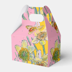 Narcissblomma Målning Blommig Födelsedagstårta Box Presentaskar
