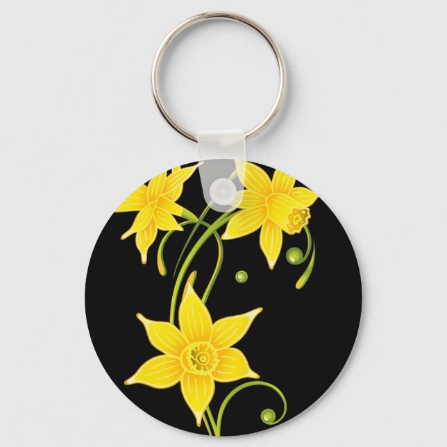 Narcissblomma Tröja Blommig Vårdesign Påsk Nyckelring (Framsida)