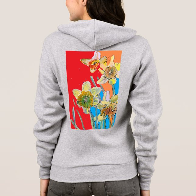 Narcissblomma Watercolor Art Blommönster Hood T Shirt (Baksida)