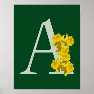 Narcissblommor Monogram Initial A Poster