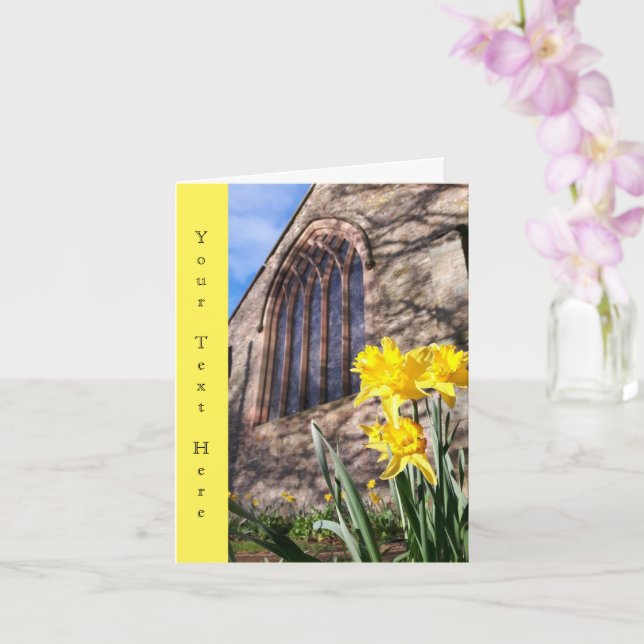 Narcisser i kyrkan - Personlig gratulationskort Kort (Orkide)