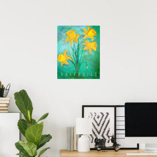 Narcisser på våren. Akryl- och digitalmålning Poster
