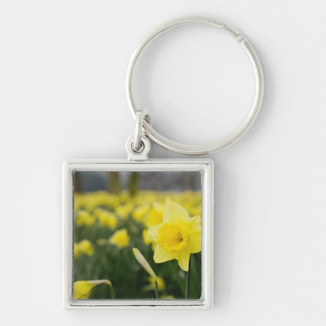 Narcisser (RF) Fyrkantig Silverfärgad Nyckelring (Framsidan)