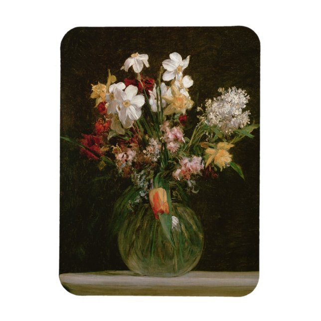 Narcisses Blancs, Jacinthes et Tulipes, 1864 Magnet (Vertikal)