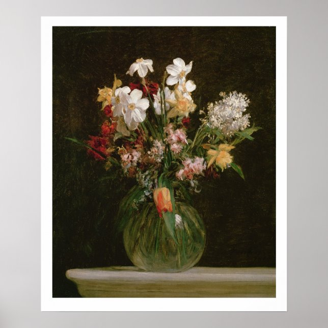 Narcisses Blancs, Jacinthes et Tulipes, 1864 Poster (Framsidan)