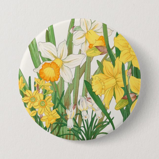 Narcissmålning i träsnitt, Tanigami Kônan, 1917 Knapp (Framsida)
