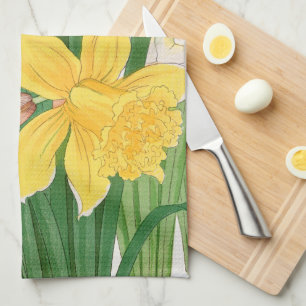 Narcissmålning i träsnitt, Tanigami Kônan, 1917 Kökshandduk