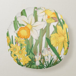 Narcissmålning i träsnitt, Tanigami Kônan, 1917 Rund Kudde