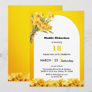 Narcissmarsch födelsedagsblomma födelseinvitation inbjudningar