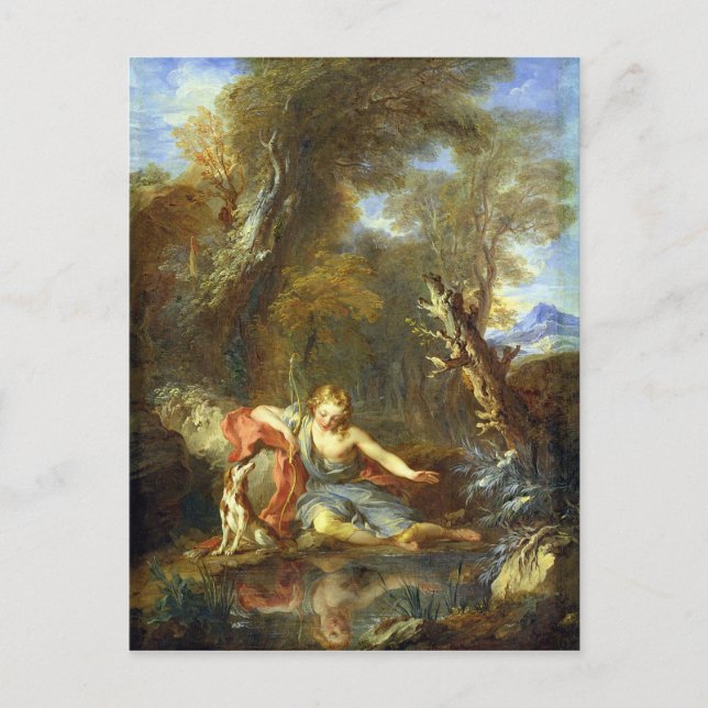 Narcissus, 1728 vykort (Framsida)