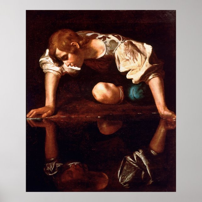 Narcissus av Caravaggio (1599) Poster (Framsidan)
