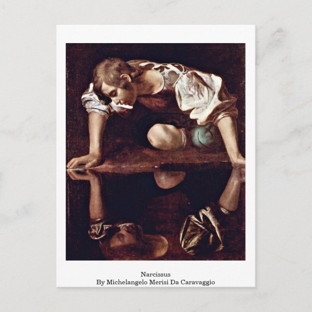 Narcissus av Michelangelo Merisi Da Caravaggio Vykort (Framsida)