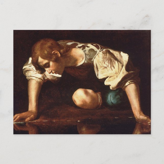 Narcissus av Michelangelo Merisi da Caravaggio Vykort (Framsida)
