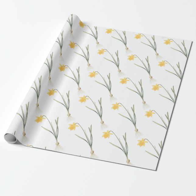 Narcissus Blommönster Presentpapper (Utrullad)