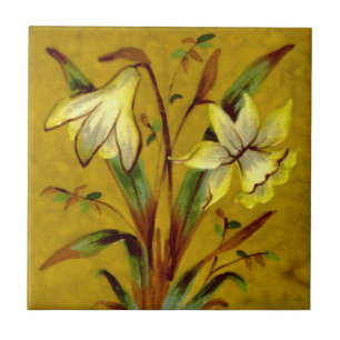 Narcissus Daffodil Barbotine Sherwin Cotton Repro Kakelplatta