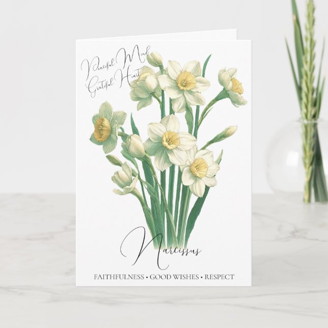 Narcissus December Birth Flower Birthday Card Kort (Framsida)