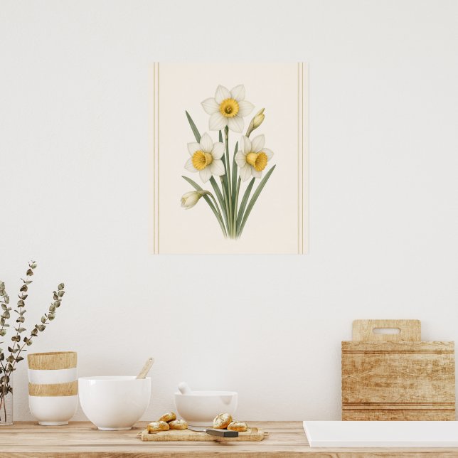 Narcissus, december födelsedagsblomma botanisk kon poster (Kök)