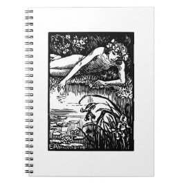 Narcissus Emile Alder Vintage Woodcut Print Anteckningsbok