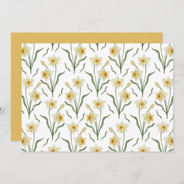 Narcissus Floral Botanical Note Card Anteckningskort (Fram/baksida)