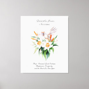 Narcissus Flower från december med Blommigt Bird Canvastryck