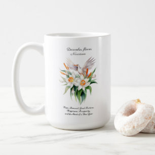 Narcissus Flower från december med Blommigt Bird Kaffemugg
