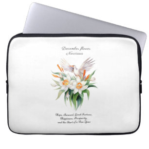Narcissus Flower från december med Blommigt Bird Laptop Fodral