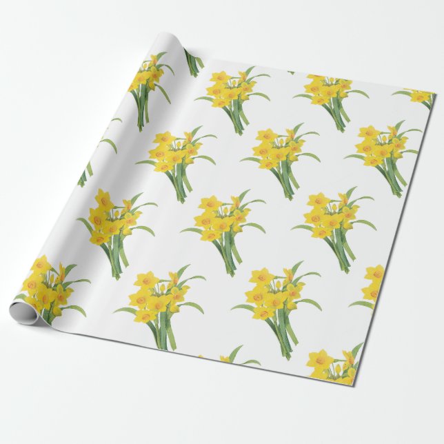 Narcissus Flower Mönster Presentpapper (Utrullad)