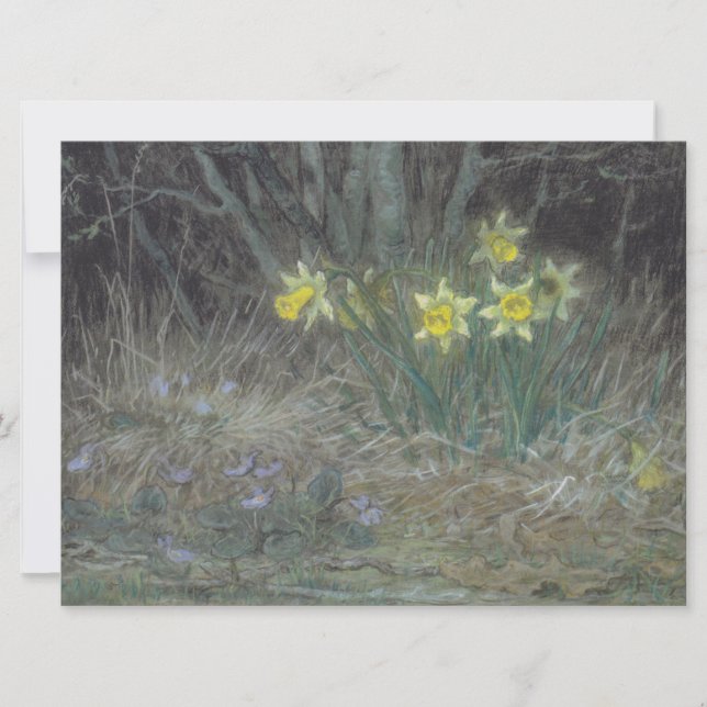Narcissus Flowers and Violets (av Millet) Kort (Framsida)
