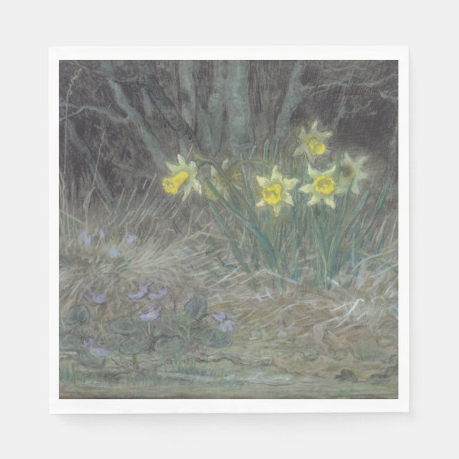 Narcissus Flowers and Violets (av Millet) Pappersservett (Framsidan)
