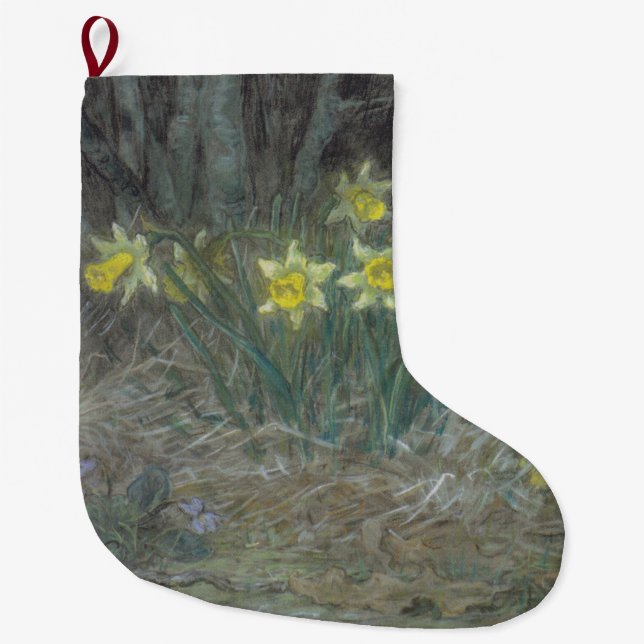 Narcissus Flowers and Violets (av Millet) Stor Julstrumpa (Framsidan)