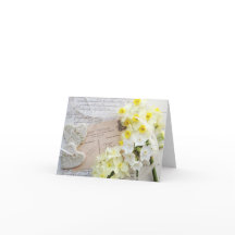 narcissus, hjärtan med tackkort-kort