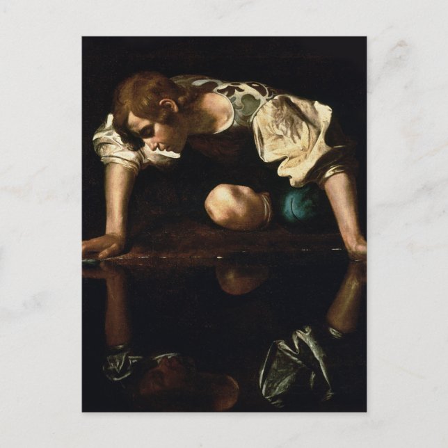 Narcissus-målning av Caravaggio Vykort (Framsida)