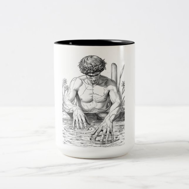 Narcissus Myth Minimalist Line Art Coffee Mug Två-Tonad Mugg (Center)