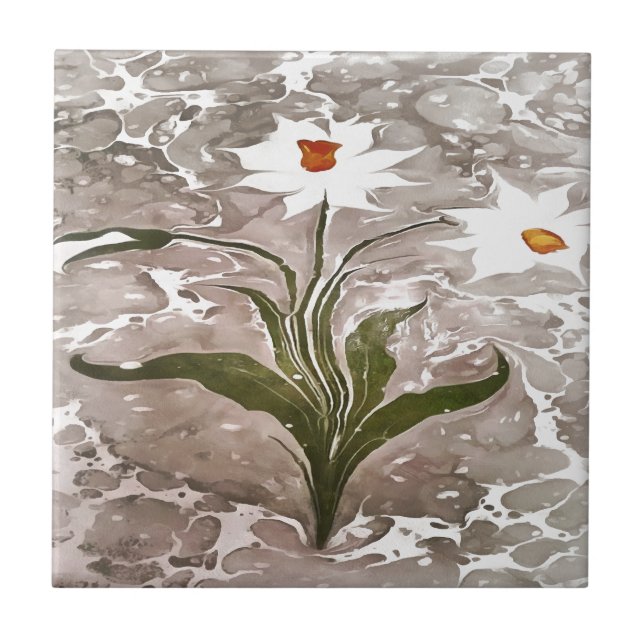 Narcissus på marble kakelplatta (Framsidan)