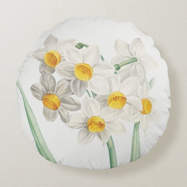Narcissus, Pierre-Joseph Redouté, 1805 Rund Kudde (Framsidan)
