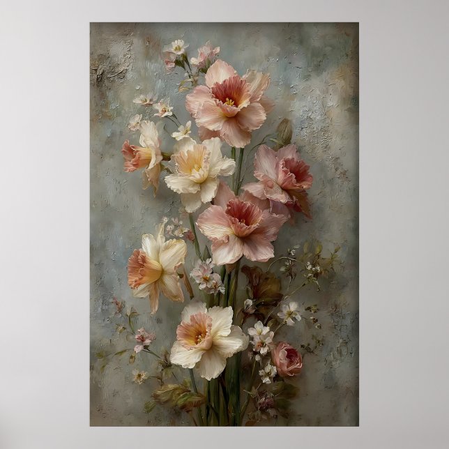 Narcissus Väggkonsttryck, Antik Våräng Poster (Framsidan)